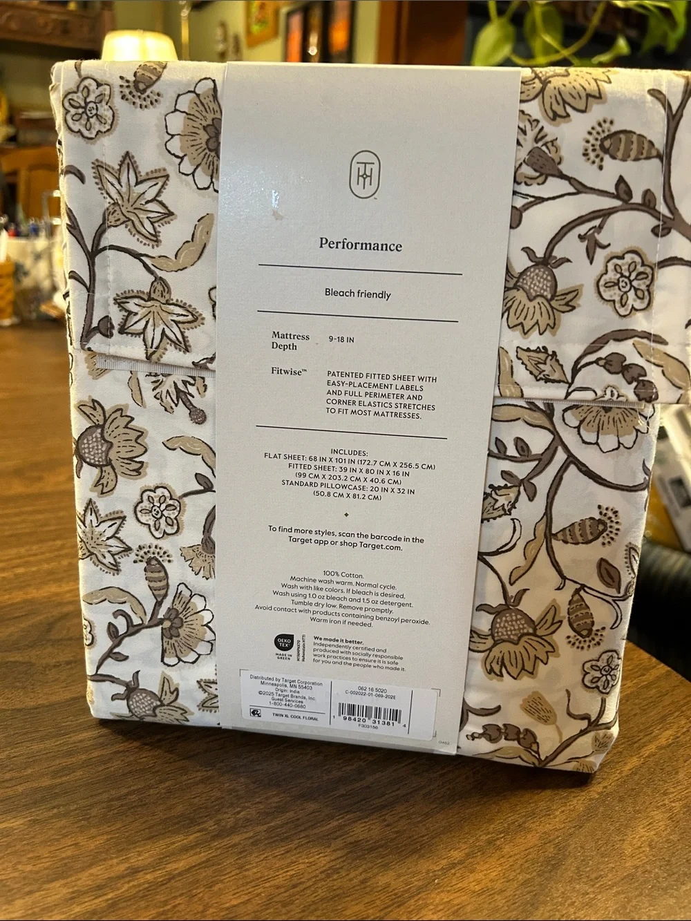 Threshold Floral Performance Sheet Set - Cream and Brown
